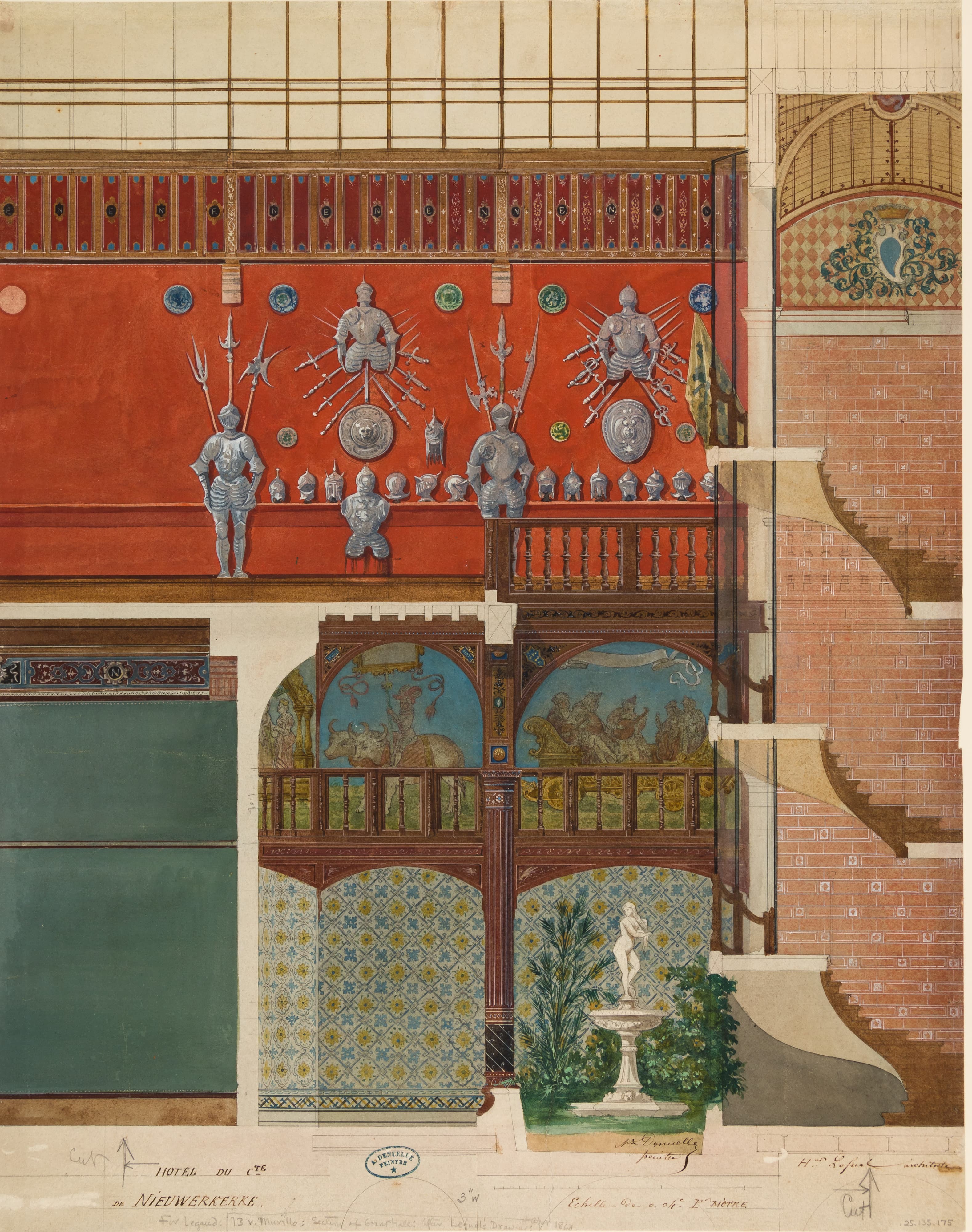 A drawing of an interior, standing in for a second studio photograph.