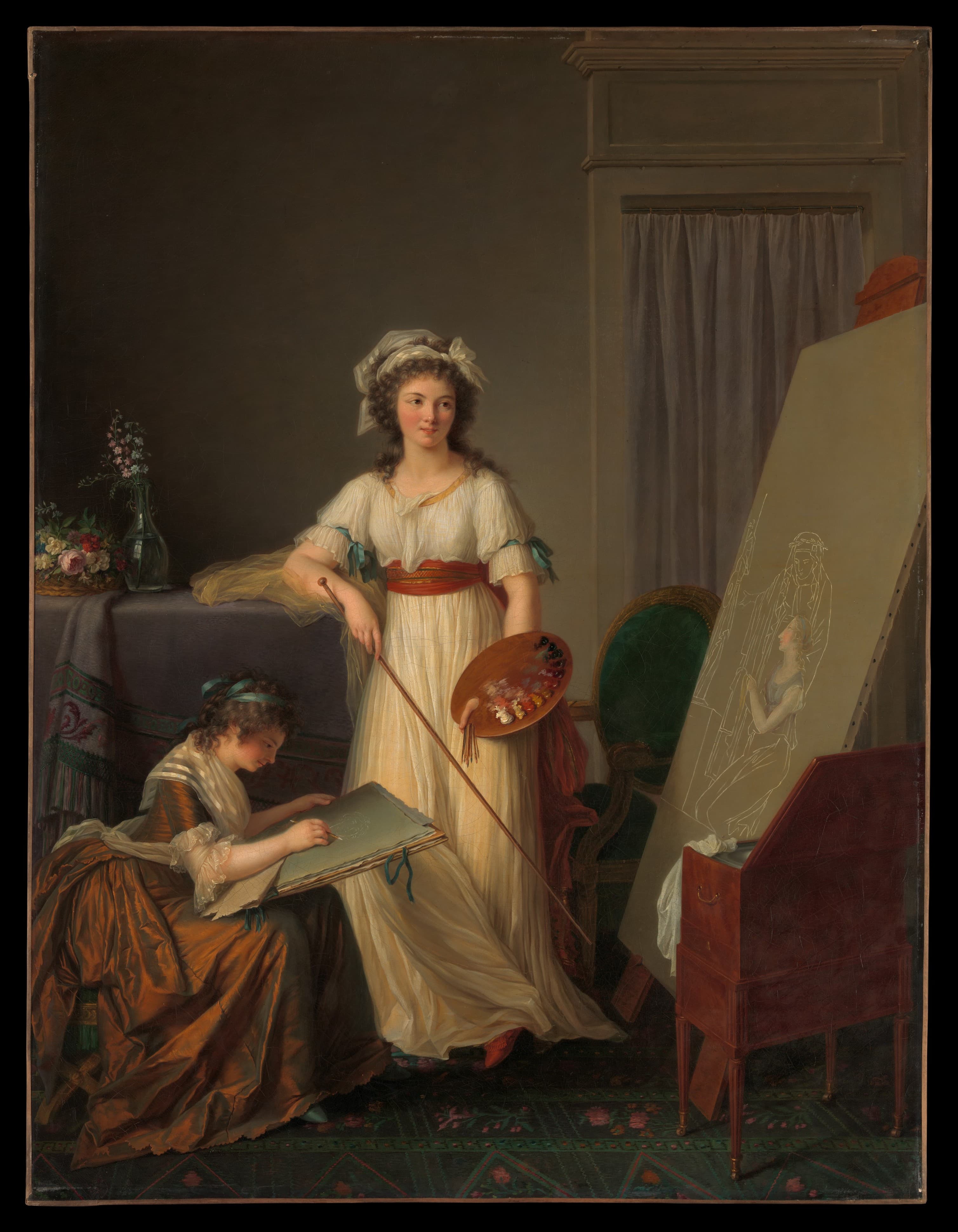 A painted interior of a studio, standing in for a photograph of the demo artist at work.